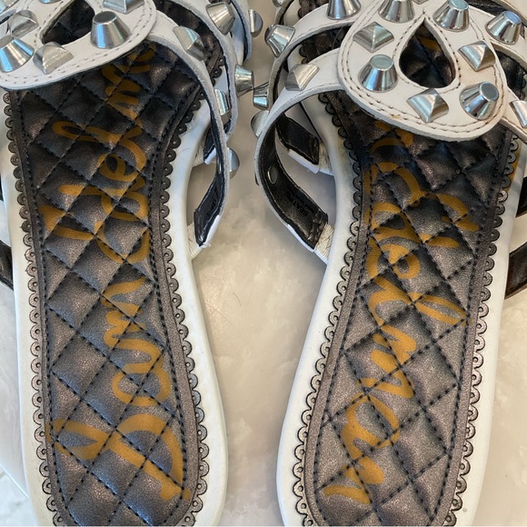 Sam Edelman Beatris studded slide sandals, size 8, white leather, silver studs - Picture 8 of 12